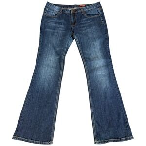 Express Jeans Women's 30x31 Low Rinse Dark Eva Bootleg Denim Flare Jeans Size 12